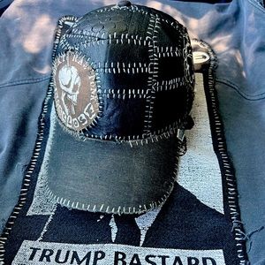 DIY Crust Punk adjustable hat. Stitched and patched.